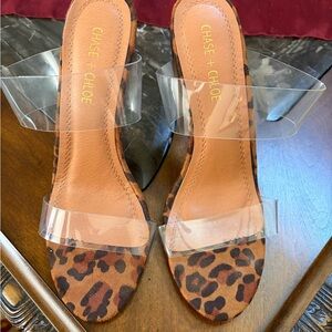 Chase + Chloe Clear Strap Leopard Heels SIZE 9